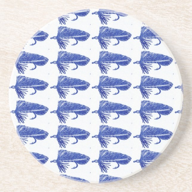 "Blue Matuka" Streamer Fly Pattern Coaster. Coaster (Front)