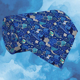 Blue Maximalist Faux Silk Luxury Gentleman's Tie