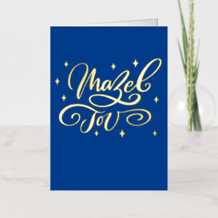 Blue Mazel Tov Scripted Congratulations Foil Holiday Card