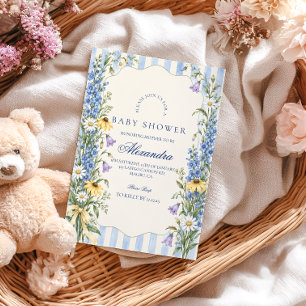 Blue Meadow Baby in Bloom Baby Shower Invitation