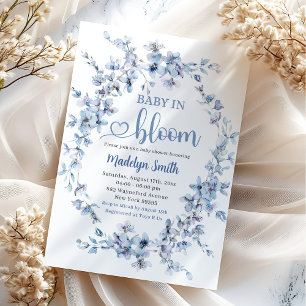 Blue Meadow Boho Baby in Bloom Baby Shower Invitation