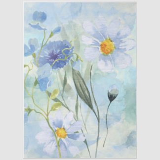 Blue Meadow Breeze Watercolor Decoupage Tissue Pap Paper