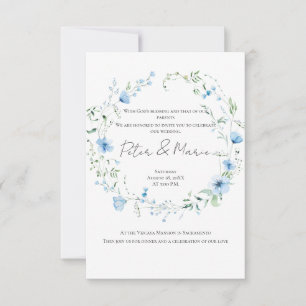 Blue Meadow Delicate Blue Wildflower Botanical Invitation