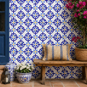 Blue Meadow Delicate Floral Mosaic Elegant  Tile