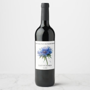Blue Meadow Magic: Watercolor Cornflower Art  Wine Label