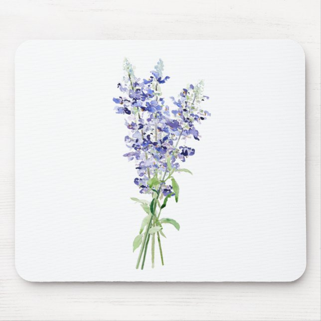 blue mealycup sage flowers bouquet watercolor mouse pad (Front)