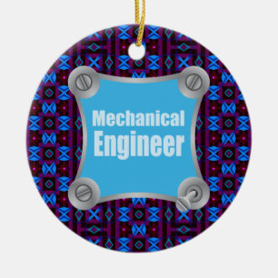 Blue Mechanical Engineer Ceramic Tree Decoration