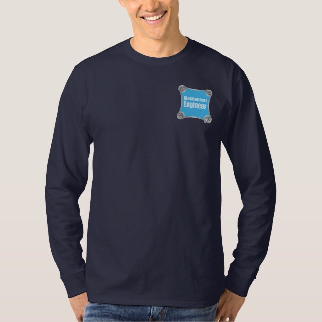Blue Mechanical Engineer Fastener T-Shirt (Front)