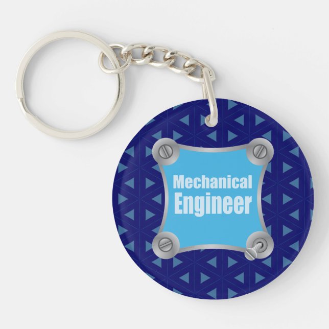 Blue Mechanical Engineer Key Ring (Front)