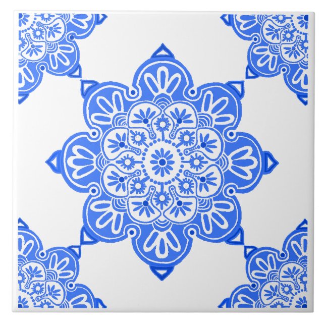  Blue Medallion Ceramic Tile (Front)