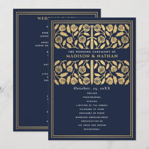 Blue Mediaeval Gold Sword Royal Wedding Programme