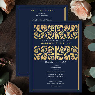 Blue Mediaeval Gold Sword Royal Wedding Programme