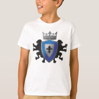 Blue Mediaeval Lion Heraldry Boy's Ringer T-Shirt