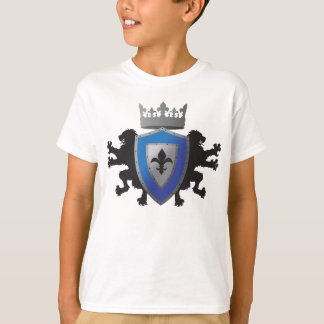 Blue Mediaeval Lion Heraldry Boy's Ringer T-Shirt