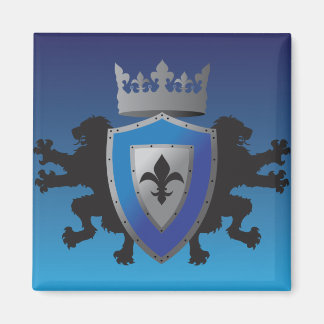 Blue Mediaeval Lion Heraldry Magnet