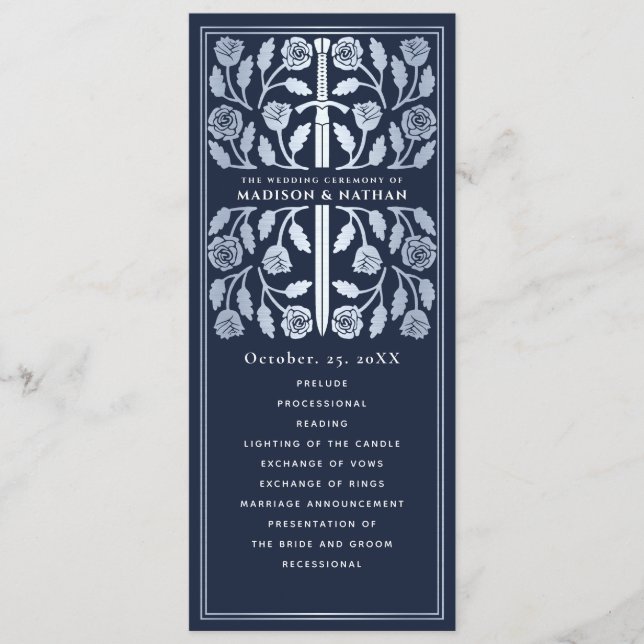 Blue Mediaeval Silver Sword Royal Wedding Programme (Front)