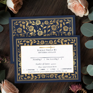 Blue Mediaeval Sword Wedding RSVP Enclosure Card