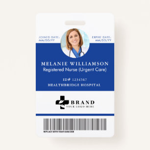 Blue Medical Employee Circle Photo ID & Logo ID Badge