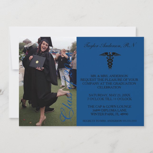 Blue Medical RN School Graduation Announcement (Front)