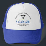 Blue Medical School Graduation Commemorative Trucker Hat<br><div class="desc">This blue custom medical school graduation hat gift features modern typography for a class of 2024 graduate. Customise with your graduating year under the caduceus for great personalised nurse or doctor keepsake for a graduating physician.</div>