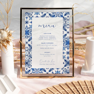 Blue Mediterranean citrus wedding menu