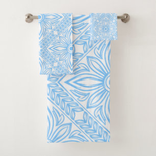 Blue Mediterranean Italian Tile Decorative Pattern Bath Towel Set