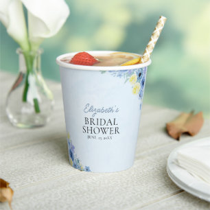 Blue Mediterranean Lemon Bridal shower Paper Cups