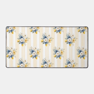 Blue Mediterranean Lemon Pattern Desk Mat