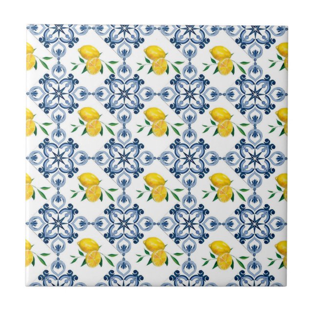 Blue Mediterranean lemon Tile (Front)