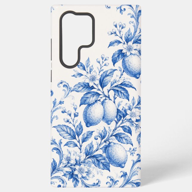 Blue Mediterranean Lemon Toile Phone Case (Back)