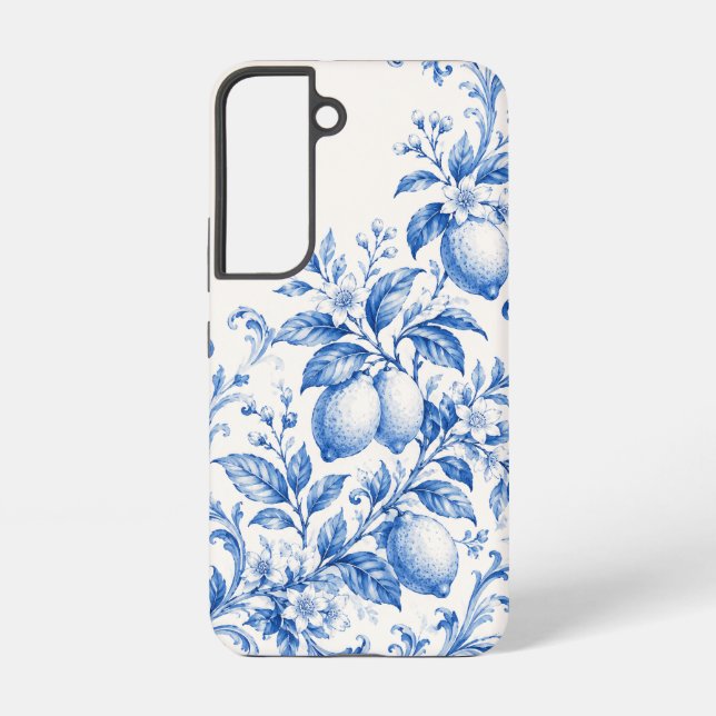 Blue Mediterranean Lemon Toile Phone Case (Back)