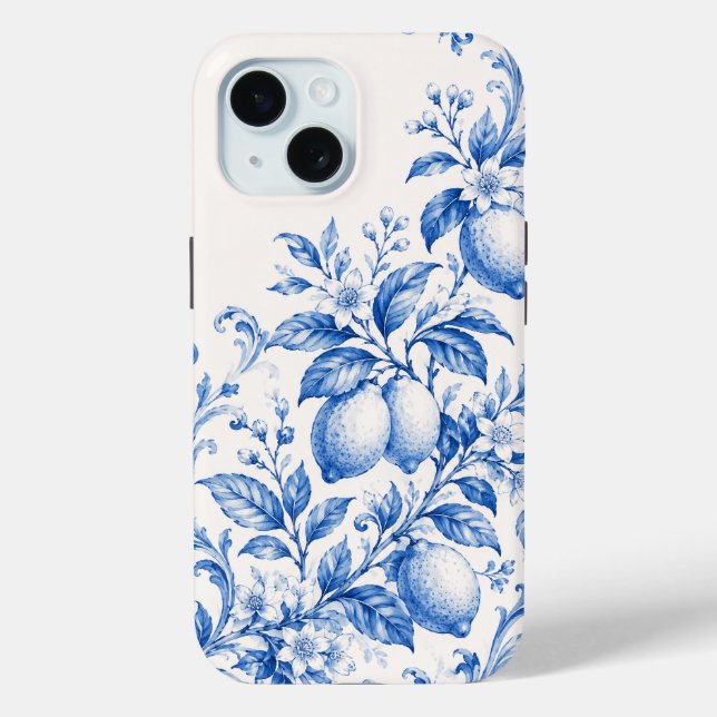 Blue Mediterranean Lemon Toile Phone Case (Back)