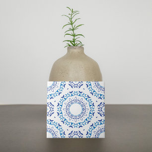 Blue Mediterranean Portuguese Azulejo Pattern Tile