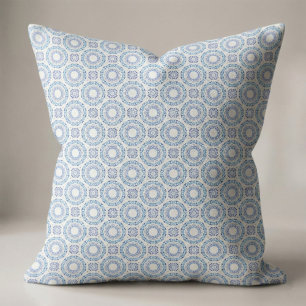 Blue Mediterranean Portuguese Azulejo Tile Pattern Fabric