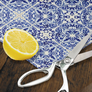 Blue Mediterranean Small Tiles - Hand Painted Look Tissue Paper