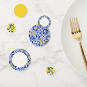 Blue Mediterranean Tile and citrus confetti