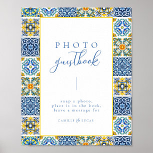 Blue Mediterranean Tile and Citrus guest book