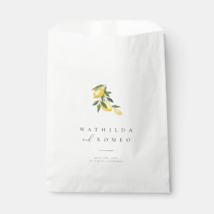 Blue Mediterranean Tile & Citrus Wedding Favour Ba Bags