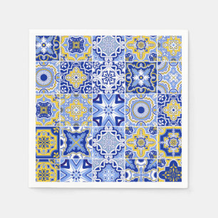Blue Mediterranean Tile & Citrus Wedding napkins