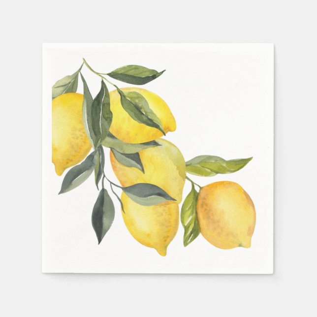 Blue Mediterranean Tile & Citrus Wedding napkins (Front)