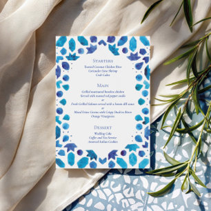 Blue Mediterranean Tile Coastal Wedding Menu