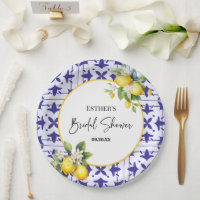 Blue Mediterranean Tile Lemon Bridal Shower