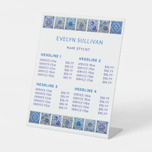 Blue Mediterranean Tiles Price List Pedestal Sign