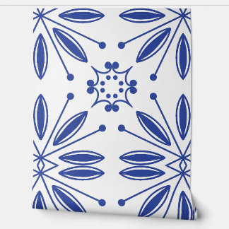 Blue Mediterranean tiles style Wallpaper