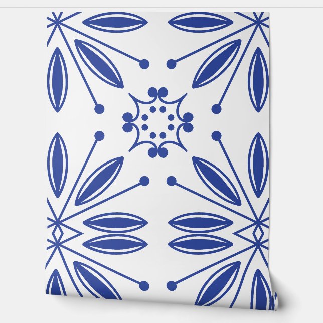 Blue Mediterranean tiles style  Wallpaper (Unrolling)