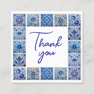 Blue mediterranean tiles thank you package insert