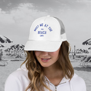 Blue Meet Me At The Beach Personalized  Trucker Hat