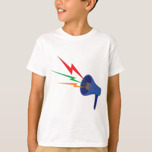 Blue Megaphone with Colorful Lightning Bolts T-Shirt
