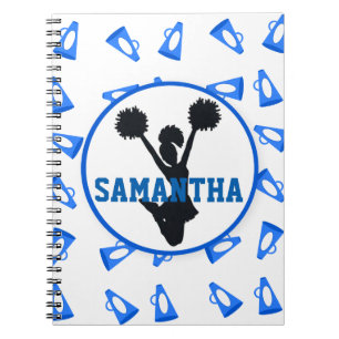 Blue Megaphones and Cheerleader Personalized Spiral Notebook