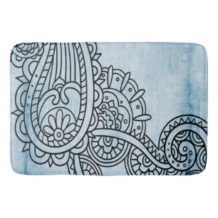 Blue Mehndi Motif Bath Mat